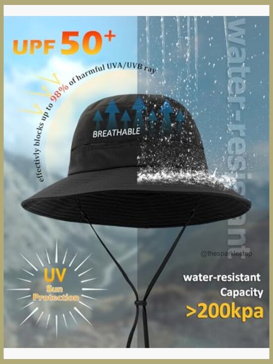 Nylon Sun Hat with Ponytail Hole Wide Brim Packable Cowboy Bucket Hat Wide Brim Sun Hat with Ponytail Hole UPF 80+ Packable Cowboy main image 2